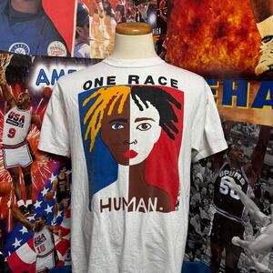 Vintage 90s One Race Human Rights Equality Art Tee Marti Sz Large
